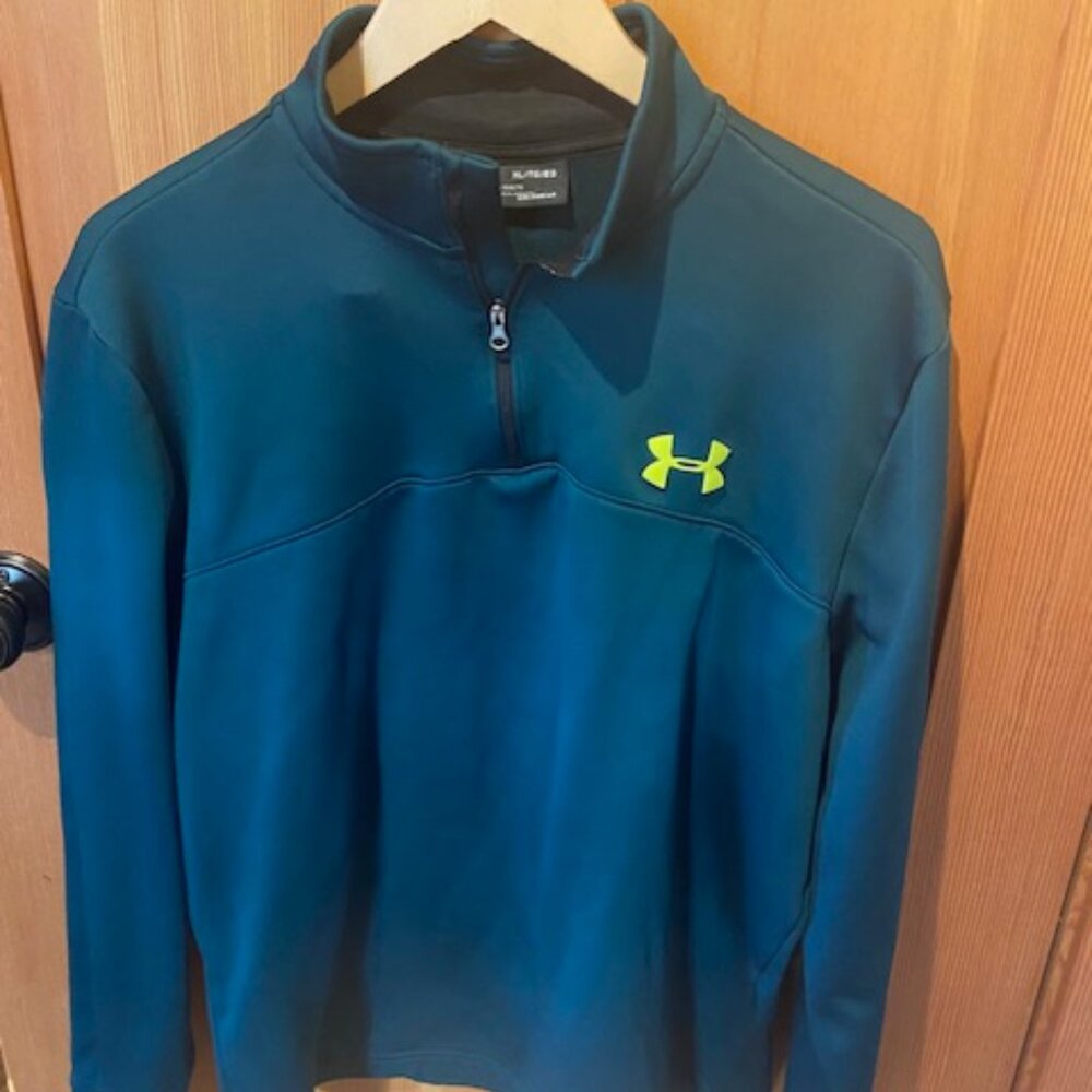 Mens Teal Under Armour Half Zip Sweat Shirt Size XL